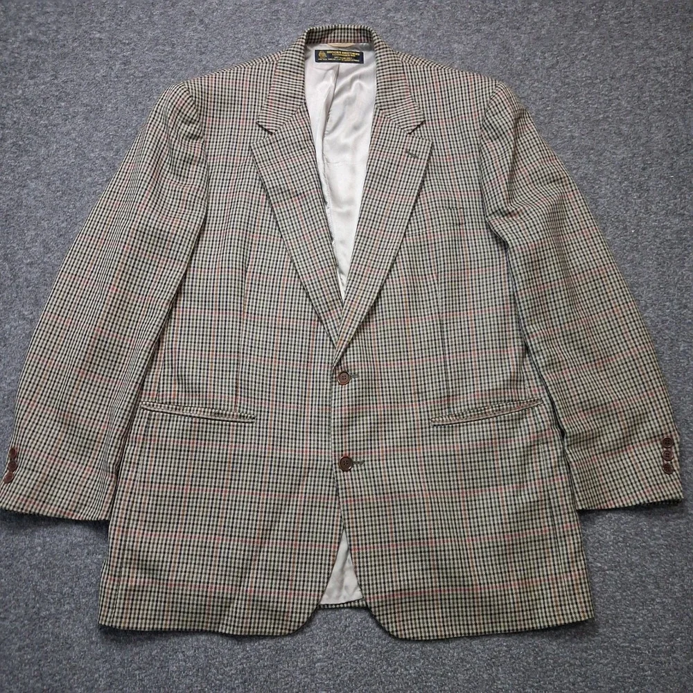 Brooks Brothers Mens 46 Long Pure Wool Glen Plaid Sport Coat Blazer‎ Multi Color